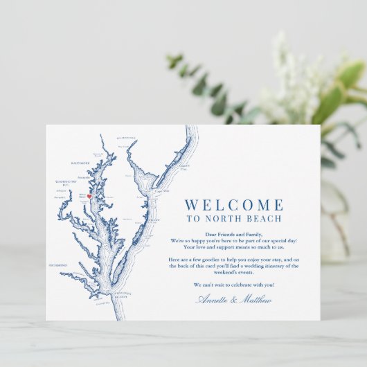 ノースビーチMD結婚の歓迎と旅程 サンキューカード (スタンド正面)