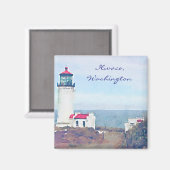 ノースヘッドライトハウスイルワコWA水彩画プリント マグネット (正面/裏面)