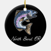 ノースベンドオレゴンかわいいシルバーズコホサーモン セラミックオーナメント (裏面)