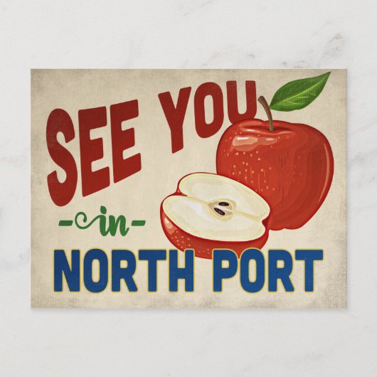 ノースポートフロリダアップル – ヴィンテージ旅行 ポストカード (正面)