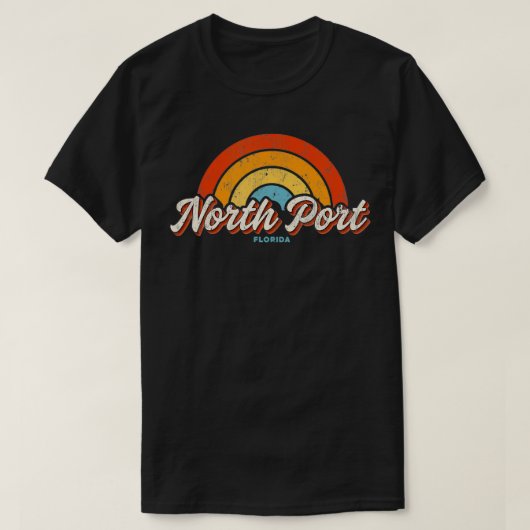 ノースポートフロリダFLヴィンテージ虹レトロ70s Tシャツ (デザイン正面)
