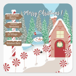 ノースポールからのクリスマスステッカー スクエアシール
