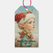 ノースポールのクリスマスをイメージした名入れ可能なエルフのギフトタグ