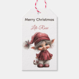 ノースポールのクリスマスをイメージした名入れ可能なエルフのギフトタグ ギフトタグ