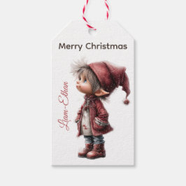 ノースポールのクリスマスをイメージした名入れ可能なエルフのギフトタグ ギフトタグ