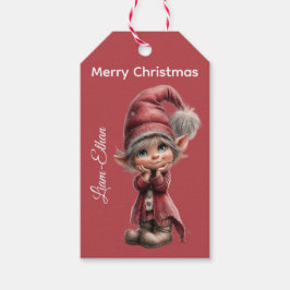 ノースポールのクリスマスをイメージした名入れ可能なエルフのギフトタグ ギフトタグ