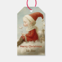 ノースポールのクリスマスをイメージした名入れ可能なエルフのギフトタグ