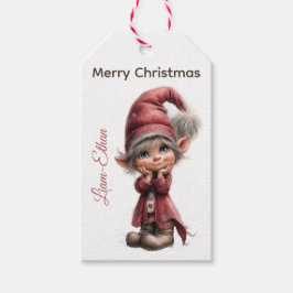 ノースポールのクリスマスをイメージした名入れ可能なエルフのギフトタグ ギフトタグ