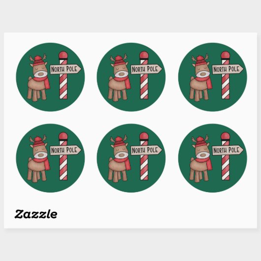 ノースポールのビンテージスタイルのトナカイステッカー - 素朴なデザイン ラウンドシール (シート)
