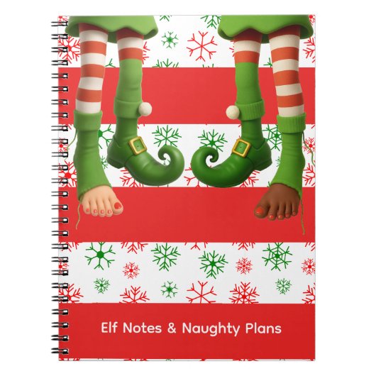 ノースポールの楽しいクリスマス Funny Elf Faces & Legs ノートブック (正面)