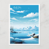 ノースポールアラスカヴィンテージ旅行イラストレーション ポストカード (正面)