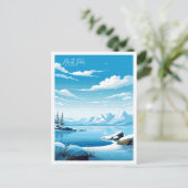 ノースポールアラスカヴィンテージ旅行イラストレーション ポストカード (スタンド正面)