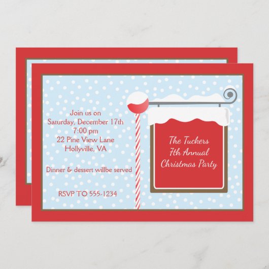 ノースポールクリスマスパーティの招待状 招待状 (正面/裏面)