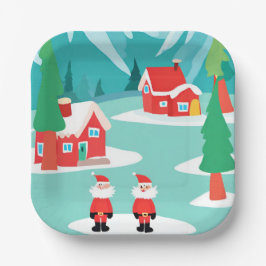 ノースポールクリスマスホリデーパーティー紙プレート ペーパープレート
