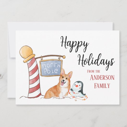 ノースポールコーギフェスティバルクリスマスホリデーカード サンキューカード (正面)