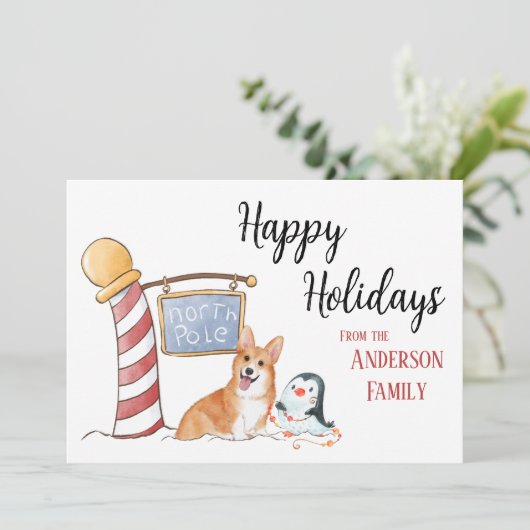 ノースポールコーギフェスティバルクリスマスホリデーカード サンキューカード (スタンド正面)