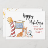 ノースポールコーギフェスティバルクリスマスホリデーカード サンキューカード (正面/裏面)