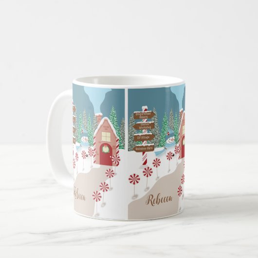 ノースポールシーンホリデーコーヒーマグと名前 コーヒーマグカップ (正面左)