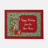 ノースポールトナディアクリスマスホリデーパーソナライズされた ドアマット (正面)