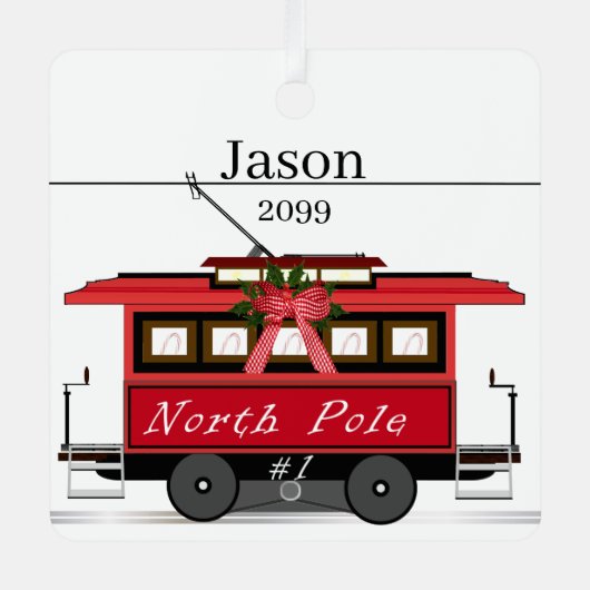 ノースポールトロリースクエアオーナメント メタルオーナメント (正面)