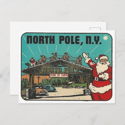 ノースポールニューヨークヴィンテージトラベルサンタハガキ ポストカード (正面/裏面)