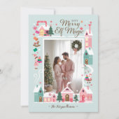 ノースポールピンク小妖精や小人ワークショップサンタ写真 シーズンカード (正面)