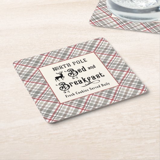 ノースポールベッド&ブレックファーストファームハウスクリスマス スクエアペーパーコースター (アングル)