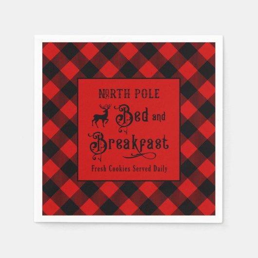 ノースポールベッド&ブレックファーストファームハウスクリスマス スタンダードカクテルナプキン (正面)