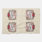 ノースポールホットチョコレートヴィンテージホリデークリスマス キッチンタオル (横)