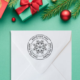 ノースポールポストスノーフレークサンタスタンプ ラバースタンプ