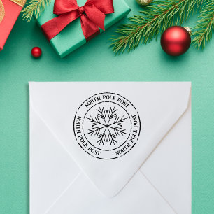 ノースポールポストスノーフレークサンタスタンプ ラバースタンプ