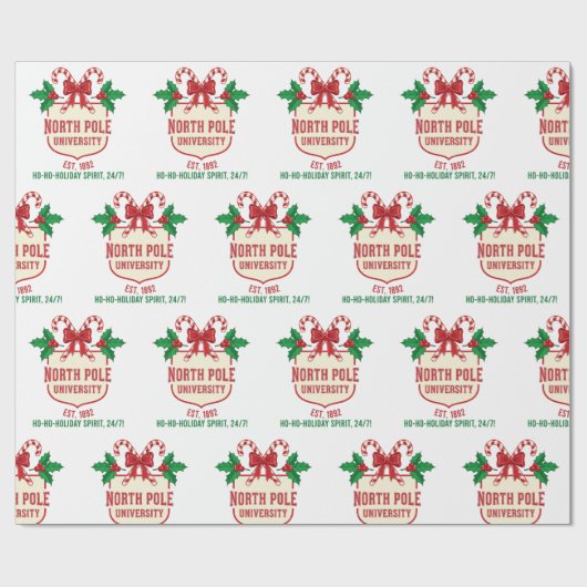 ノースポール大学キャンディケインホリデークリスマス ラッピングペーパー (フラット)