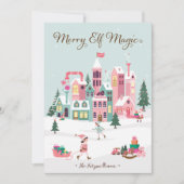 ノースポール小妖精や小人ワークショップサンタクロースピンクビレッジ シーズンカード (正面)