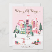 ノースポール小妖精や小人ワークショップサンタクロースピンクビレッジ シーズンカード (正面)