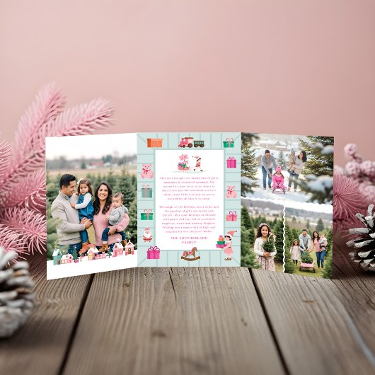 ノースポール小妖精や小人ワークショップサンタピンクビレッジの写真 三つ折りクリスマスカード