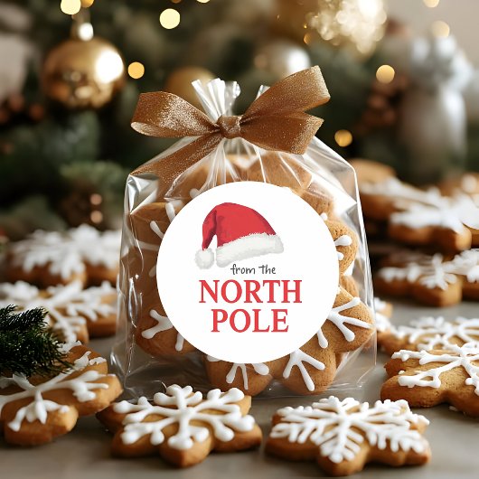 ノースポール・クリスマスステッカー | サンタの帽子 ラウンドシール