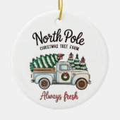 ノースポール クリスマスツリー ファーム いつだってフレッシュ トラック セラミックオーナメント (正面)
