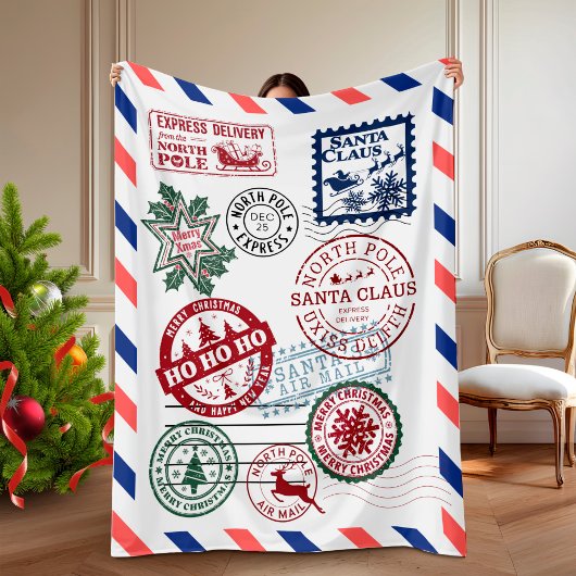 ノースポール サンタの郵便 クリスマス フリースブランケット