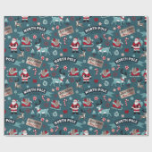 ノースポール サンタ パターン — 祝祭的なクリスマス ラッピングペーパー (フラット)