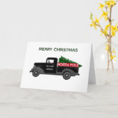 ノースポール デリバリー ヴィンテージ トラック クリスマス カード (黄色い花)