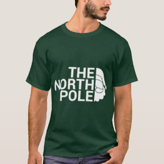 ノースポール ホワイト おもしろクリスマス ダジャレ デザイン Tシャツ