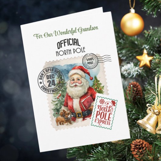 ノースポール ヴィンテージサンタ 5" x 7" 折りたたみカード カード
