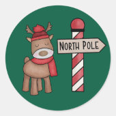 ノースポール ヴィンテージスタイルのトナカイ ステッカー - 素朴なデザイン (正面)