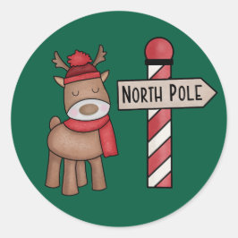 ノースポール ヴィンテージスタイルのトナカイ ステッカー - 素朴なデザイン