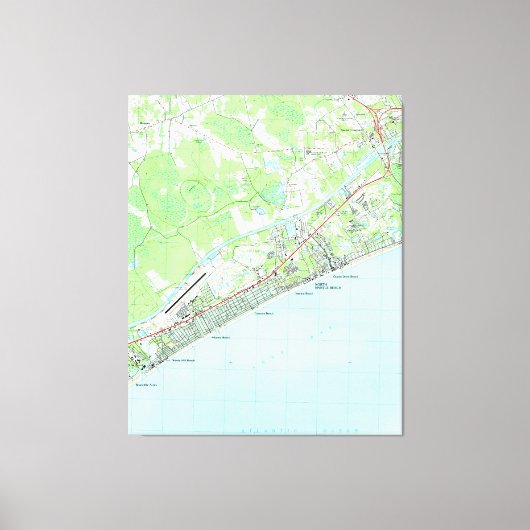 ノースマートルビーチサウスカロライナの地図（1990年） キャンバスプリント (正面)