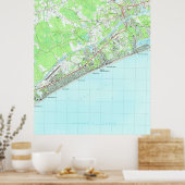 ノースマートルビーチサウスカロライナの地図(1990年) ポスター (キッチン)