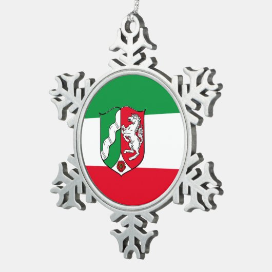 ノースライン州ウェストファリアスノーフレークペーターCh国旗 スノーフレークピューターオーナメント (右)