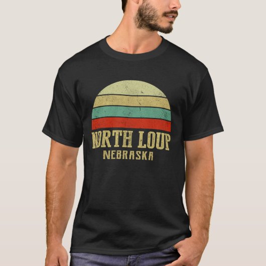 ノースループネブラスカヴィンテージレトロ夕日 Tシャツ (正面)
