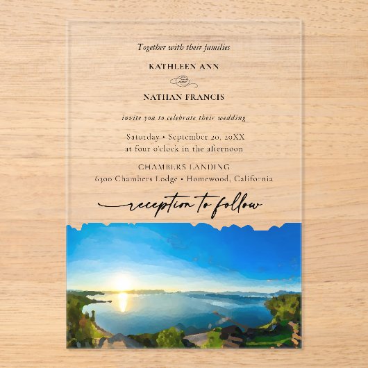 ノースレイクタホデスティネーションウェディング招待状 アクリル招待状 (正面)