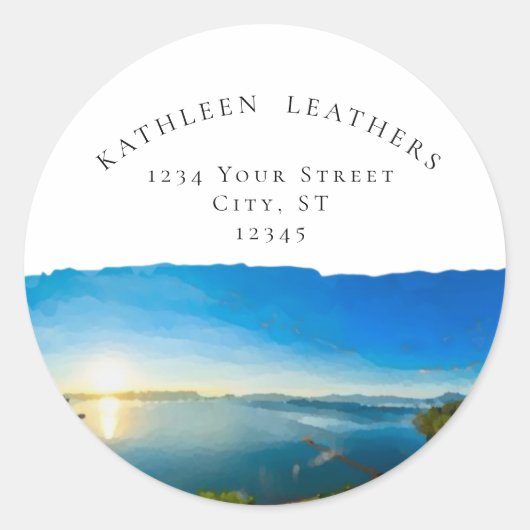 ノースレイクタホデスティネーション差出人住所ステッキ ラウンドシール (正面)